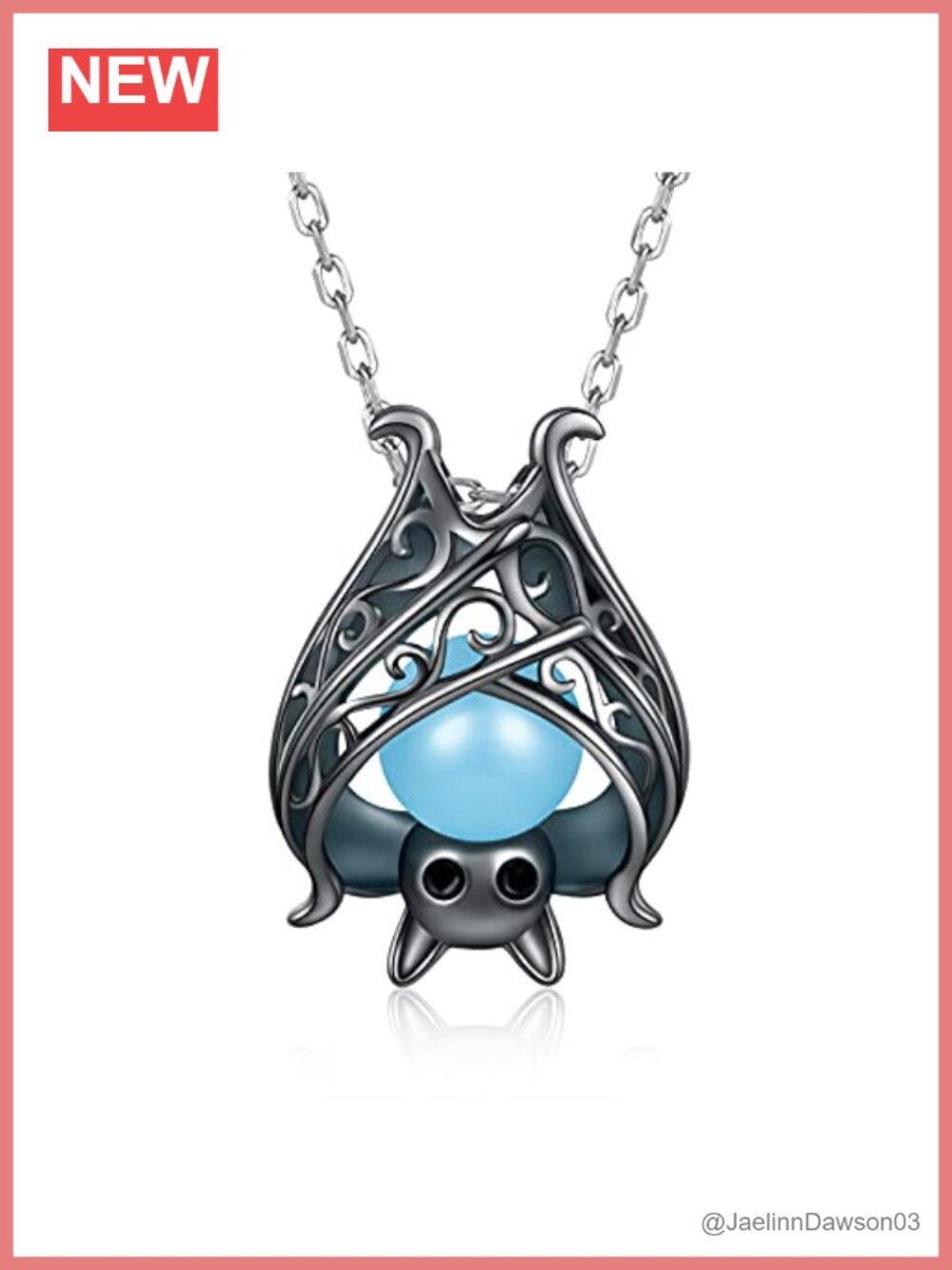 Cute Bat Necklace Sterling Silver Glow in Dark Pendant Witchy Halloween Jewelry